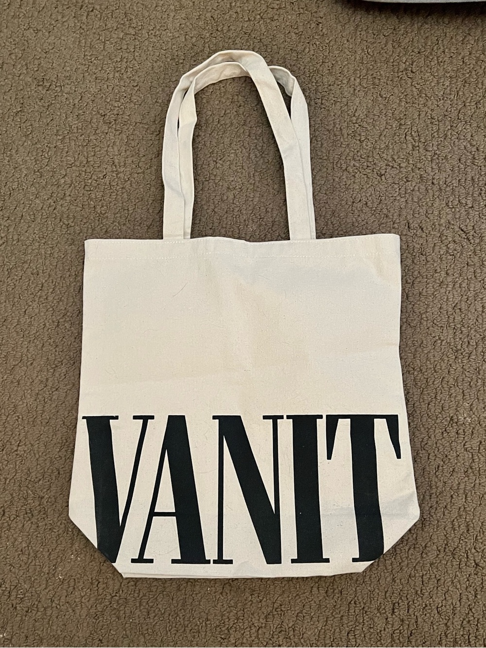 Vanity Fair Canvas Tote Bag with Black Logo Print
